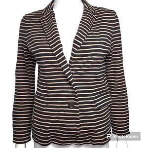 J. Crew Maritime Black and Tan Striped Blazer Jacket Size S